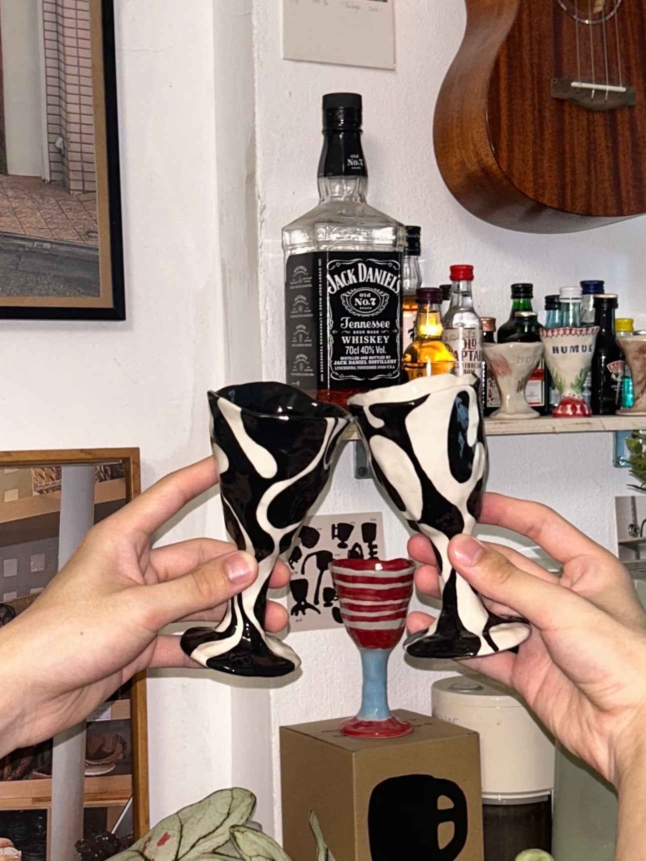 Hand-Built Ceramic Wine Goblet – Colourful Designs