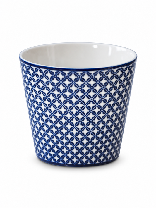 Porcelain Coffee Cup with Blue Geometric Pattern, 230ml