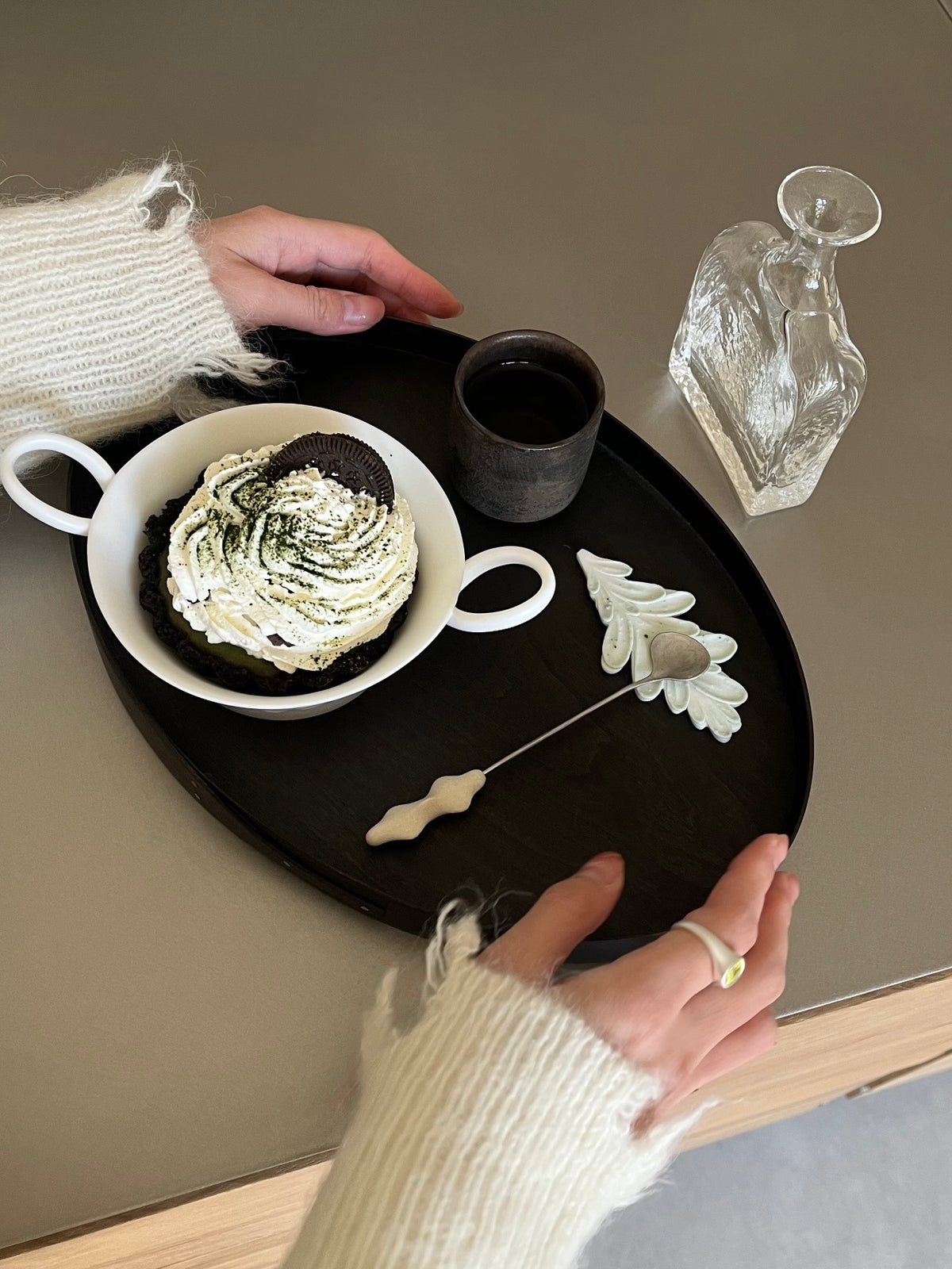 White Porcelain Dessert Bowl with Laurel Relief, 260ml