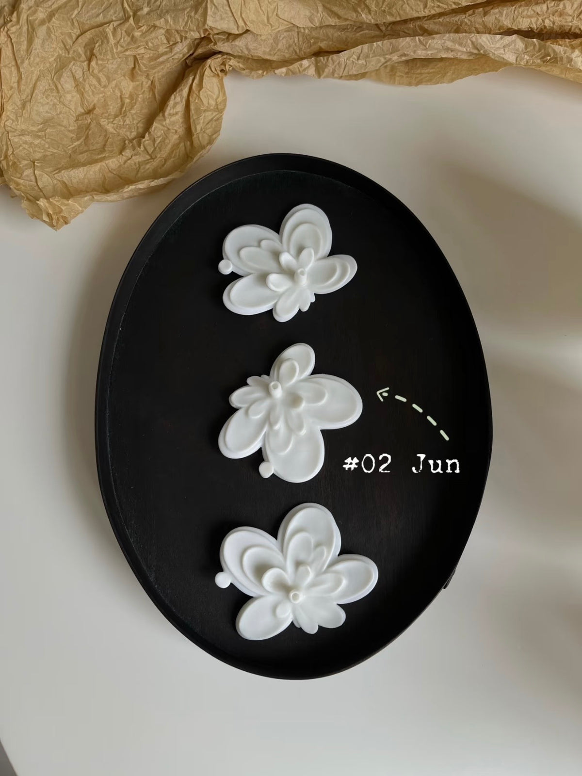 White Porcelain Incense Holder with Floral Relief