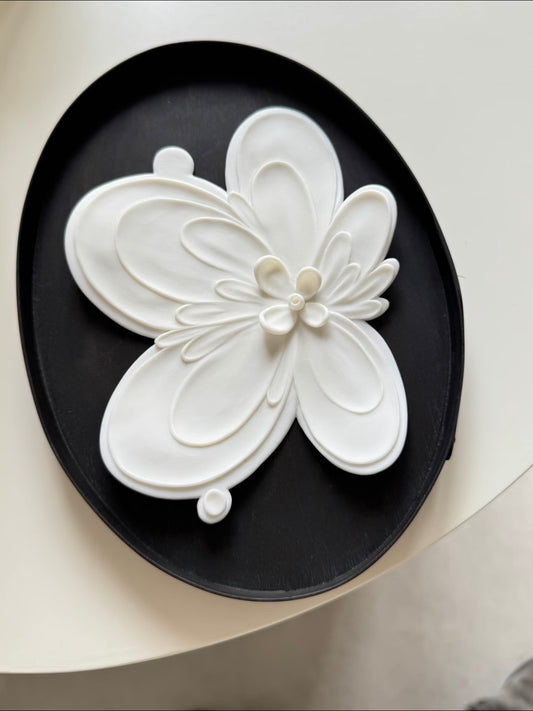 White Porcelain Incense Holder with Floral Relief