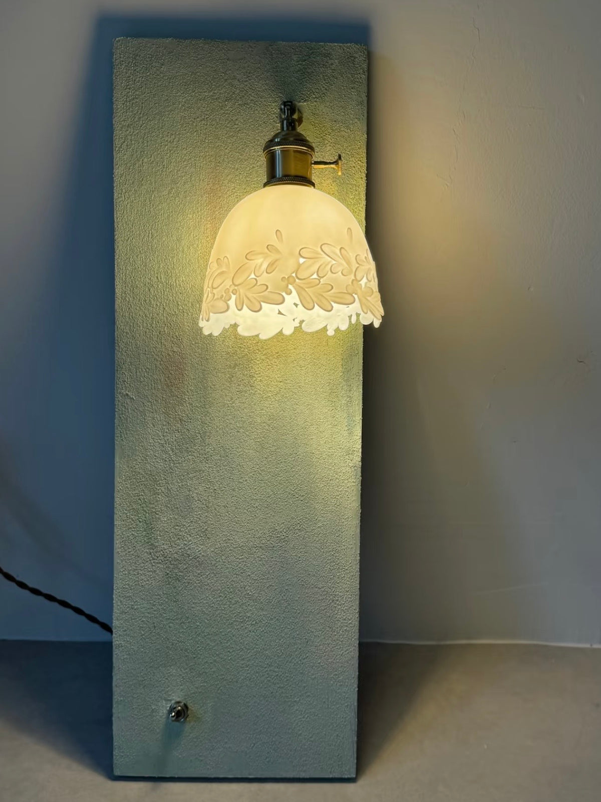 White Porcelain Pendant Lamp Shade with Botanical Relief