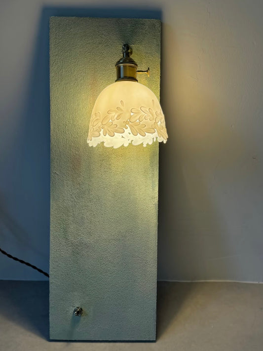 White Porcelain Pendant Lamp Shade with Botanical Relief