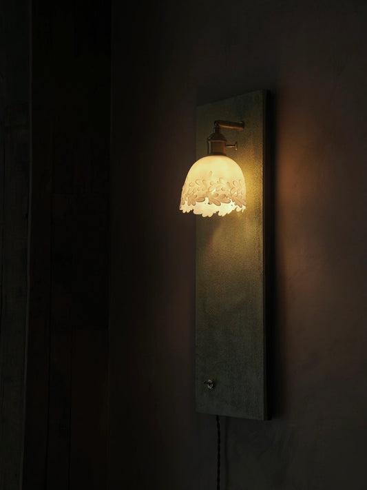 White Porcelain Pendant Lamp Shade with Botanical Relief
