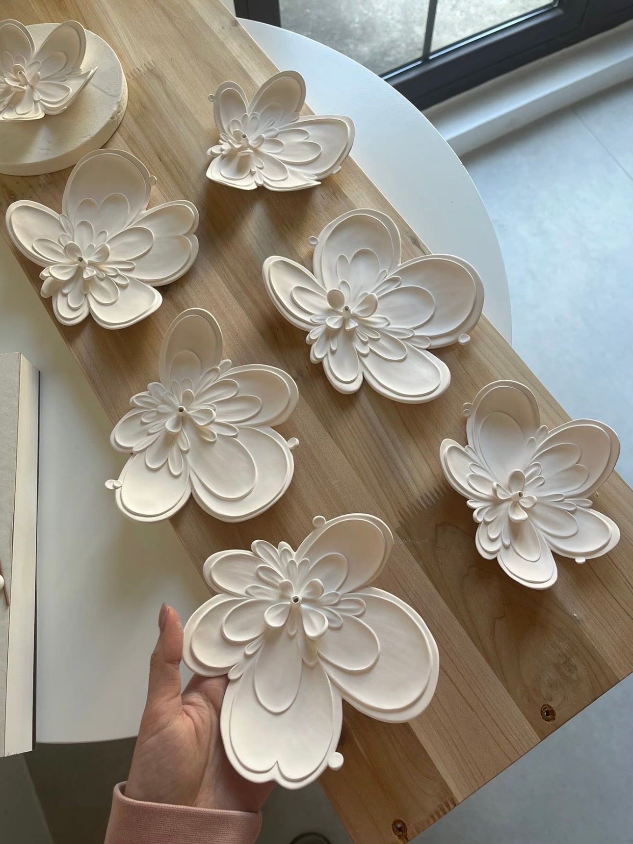 White Porcelain Incense Holder with Floral Relief