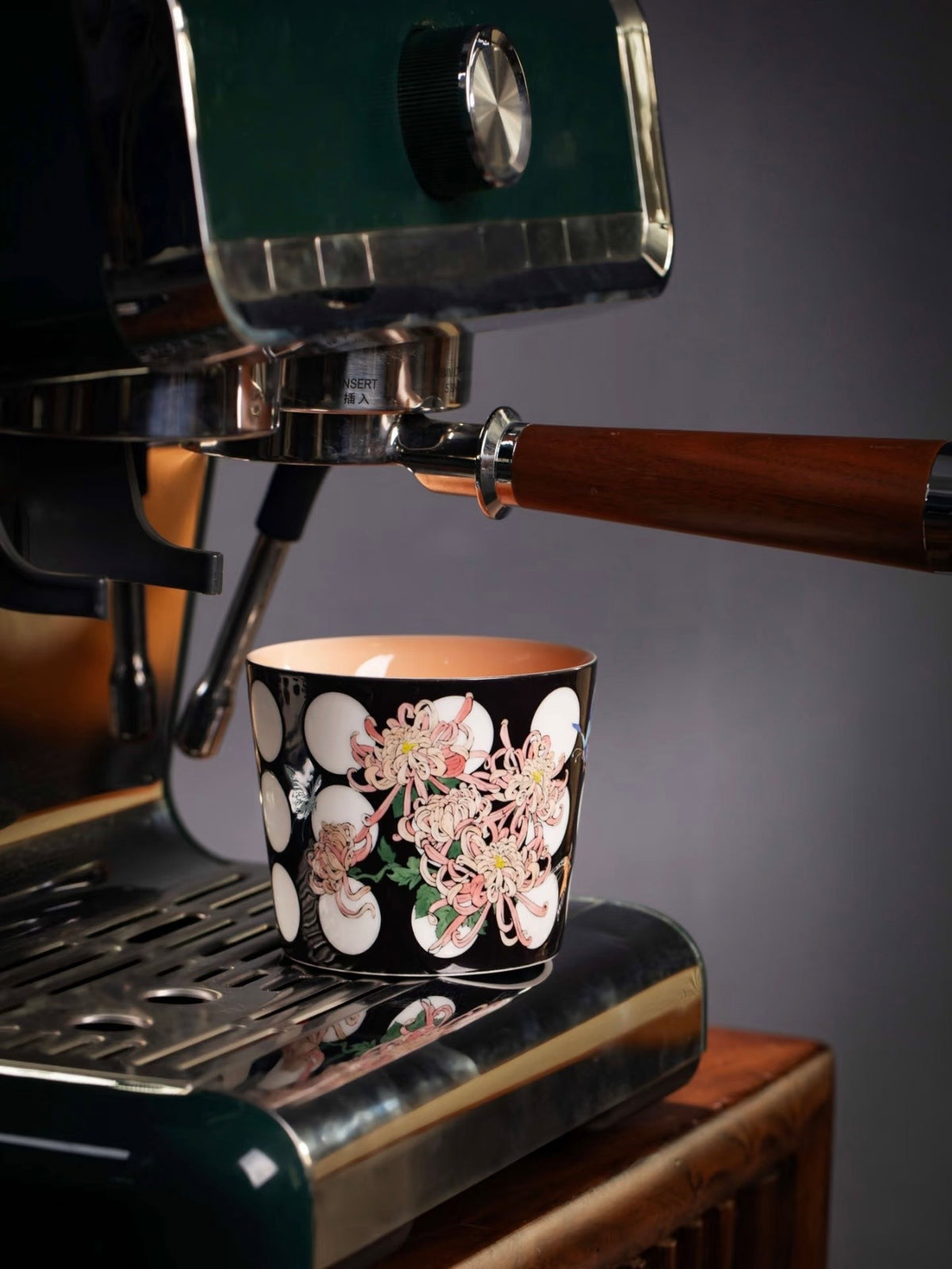 Ease Space Collection – Porcelain Tumbler with Chrysanthemum Motif, 300ml