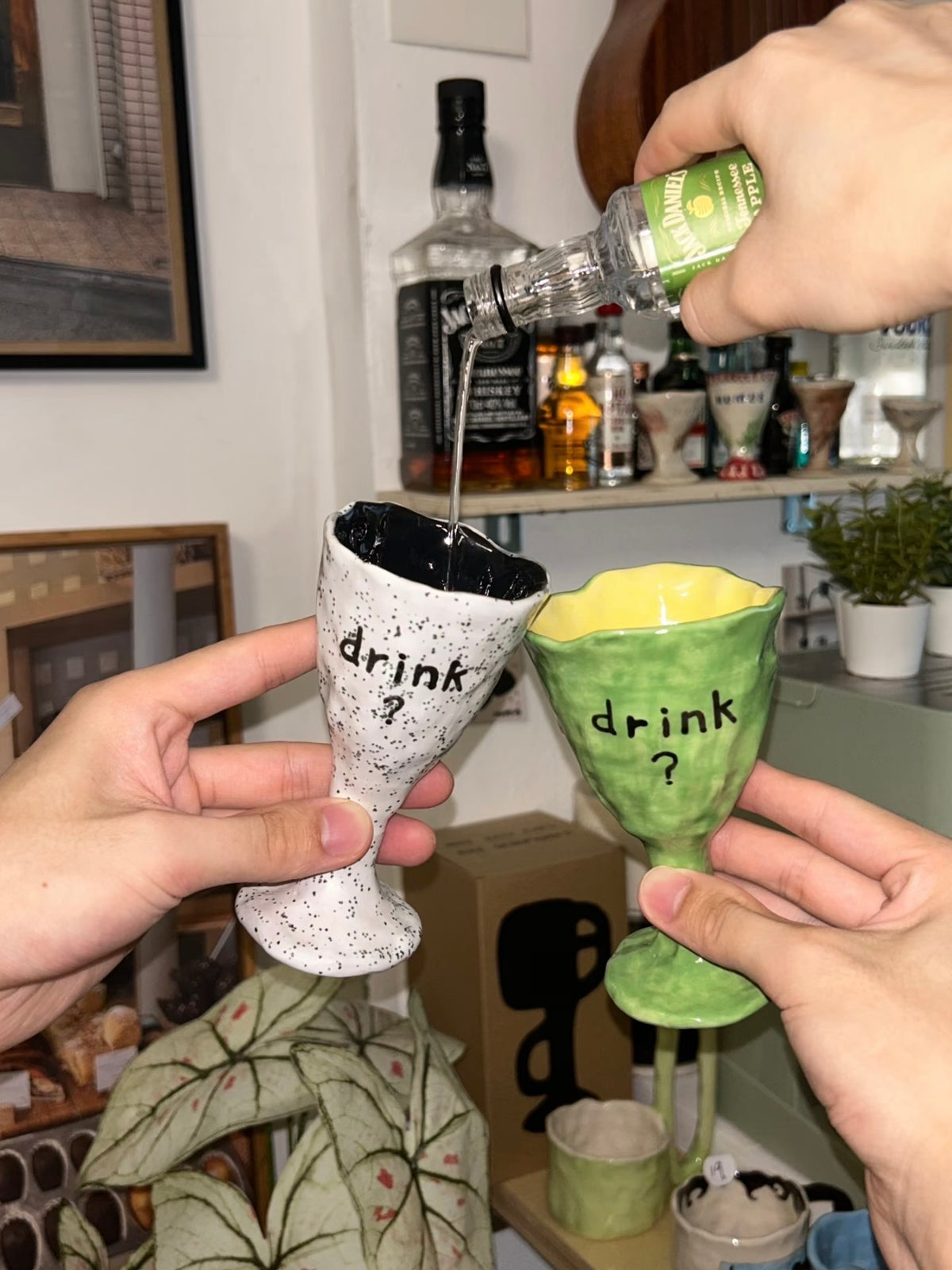 Hand-Built Ceramic Wine Goblet – Colourful Designs