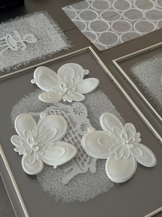 White Porcelain Incense Holder with Floral Relief