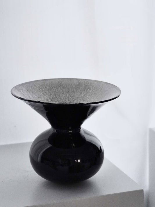 Silver-Glazed Ceramic Vase with Sculptural Flared Rim