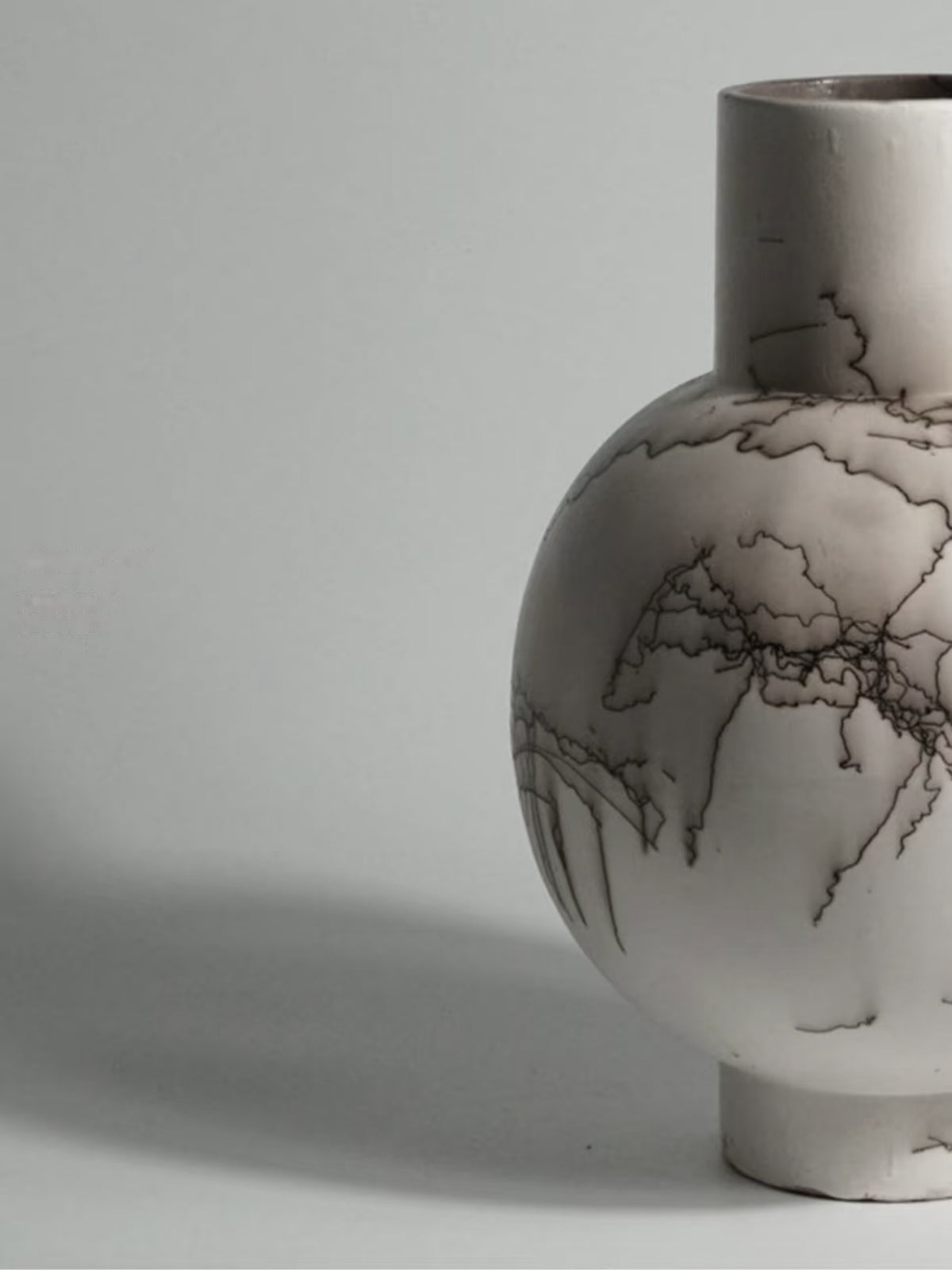 Raku Ceramic Vase with Branching Surface Pattern, 33cm
